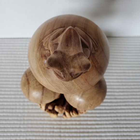 Wood Mushrooms Frog Figurine 7.5" Vintage Carved Sculpture Whimsical Animal - Picture 2 of 8